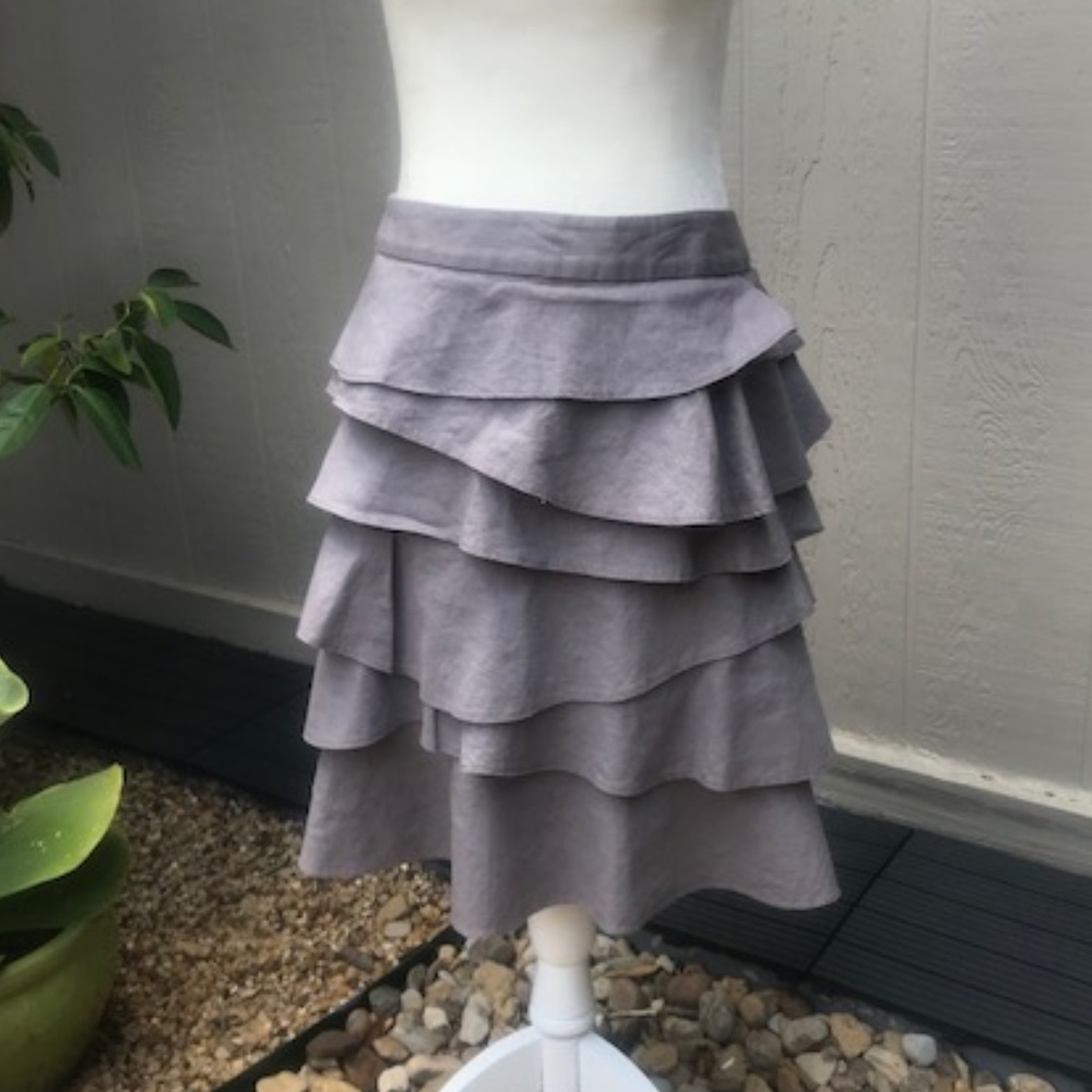 Mossimo Gray Linen Ruffle Skirt